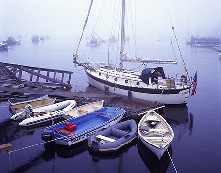 Foggy Boats and Dock, Rockland, Maine